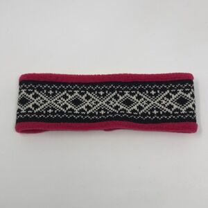 Gap Vintage Wool Knit Fleece Lined Headband Fair Isle Pink Black 164655-07-1